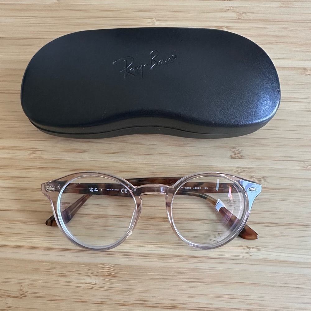 Transparent brown and tortoise shell Ray Ban eye glasses frame in size S (49-21)